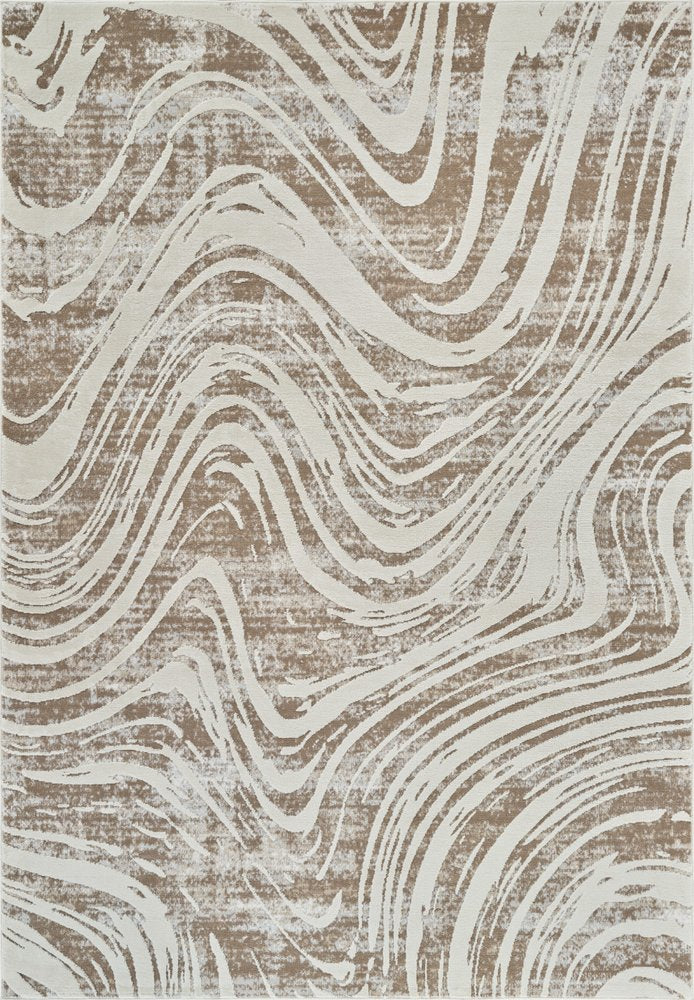 4' X 6' Beige and Brown Abstract Distressed Area Rug