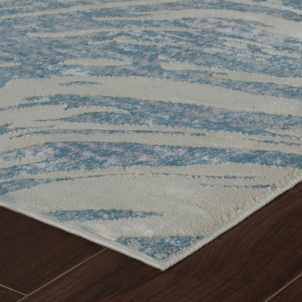 4' X 6' Blue and Beige Abstract Distressed Area Rug