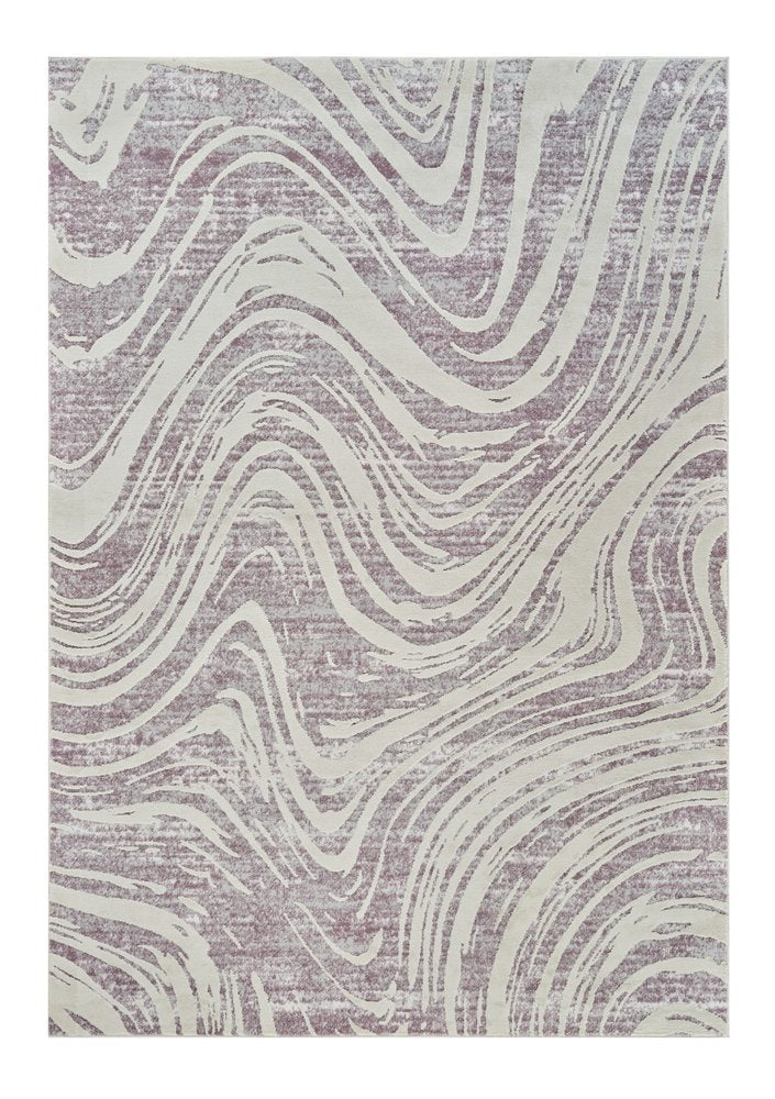 7' X 10' Beige and Purple Abstract Distressed Area Rug