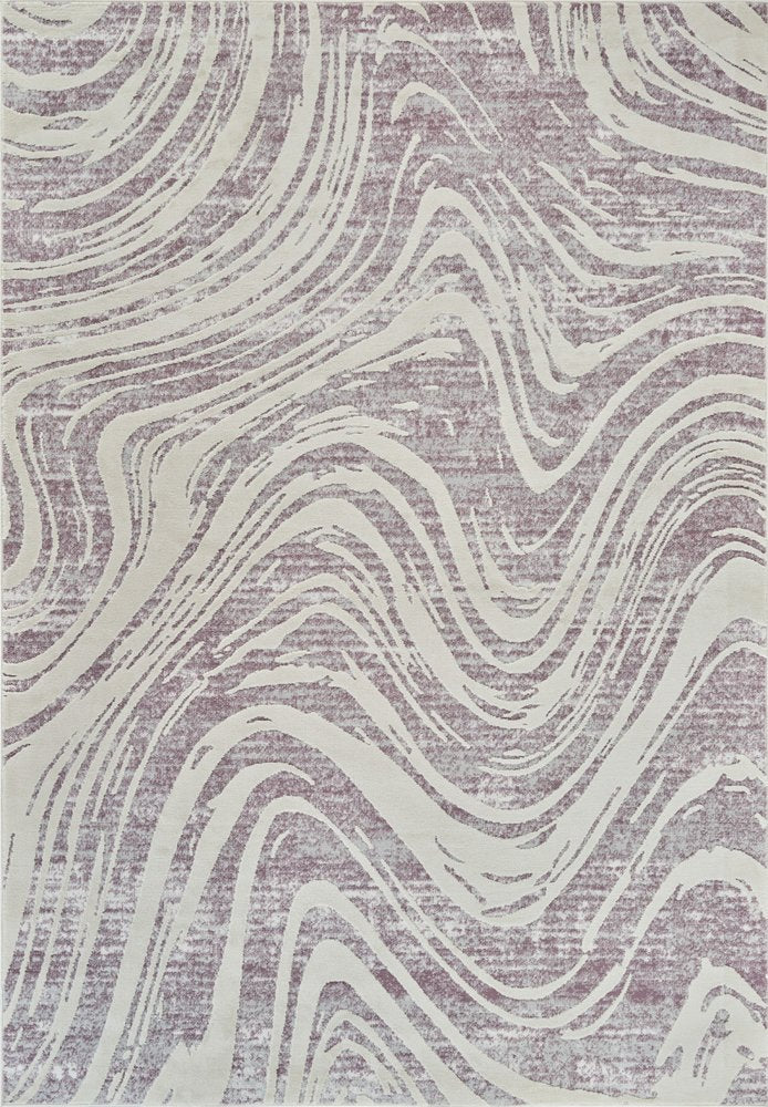 7' X 10' Beige and Purple Abstract Distressed Area Rug
