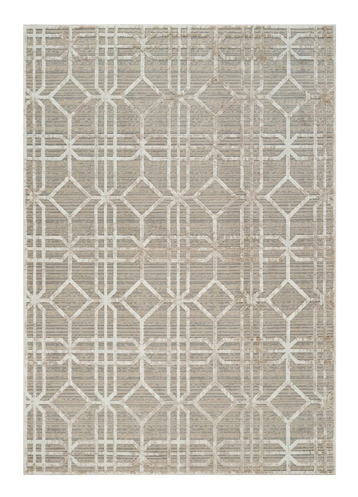 7' X 10' Beige and Brown Abstract Distressed Area Rug