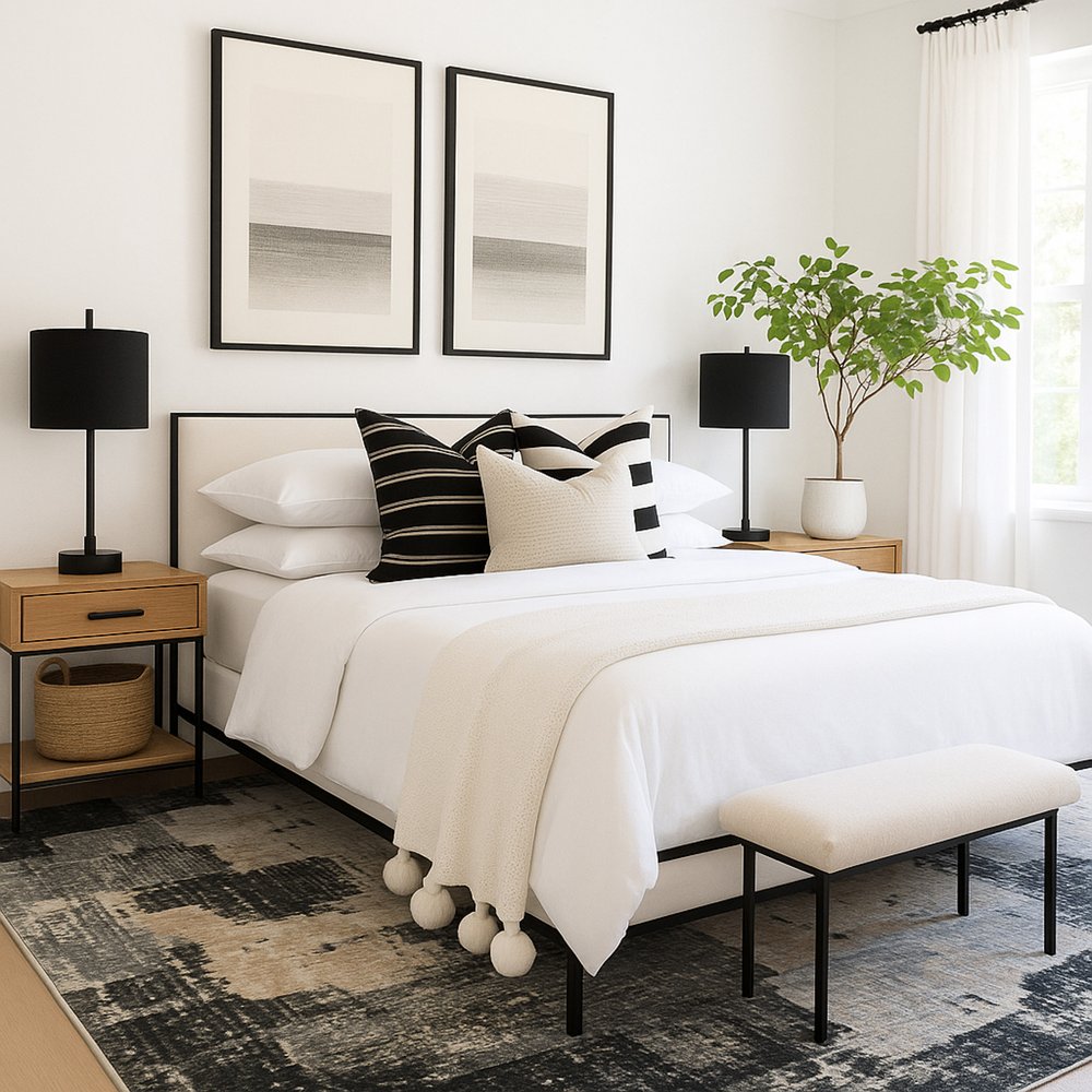 4' X 6' Beige and Black Abstract Distressed Area Rug