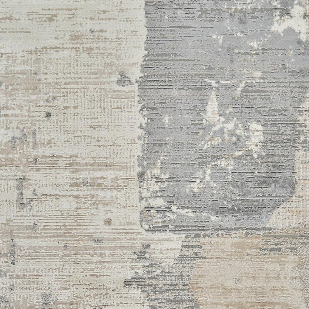 4' X 6' Gray and Cream Abstract Distressed Area Rug