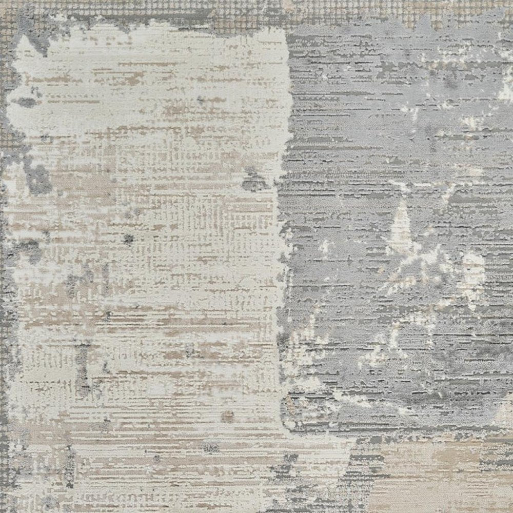 5' X 8' Gray and Cream Abstract Distressed Area Rug