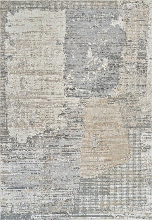 5' X 8' Gray and Cream Abstract Distressed Area Rug