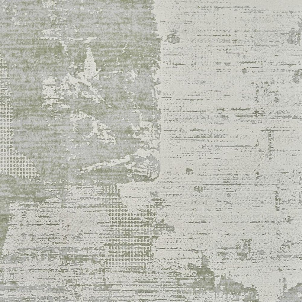 4' X 6' Beige and Green Abstract Distressed Area Rug