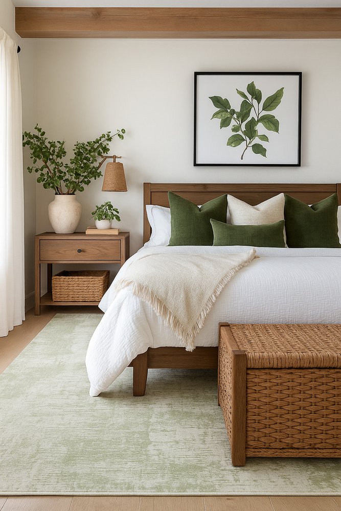 7' X 10' Beige and Green Abstract Distressed Area Rug