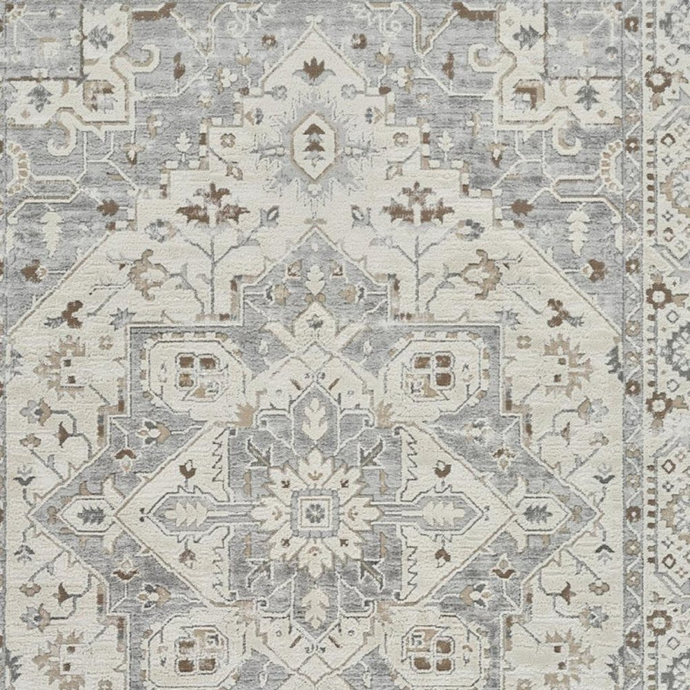 4' X 6' Gray and Beige Oriental Distressed Area Rug
