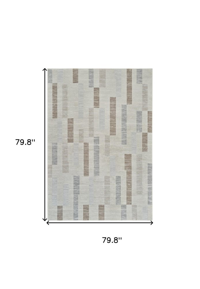 7' X 10' Beige and Brown Abstract Distressed Area Rug