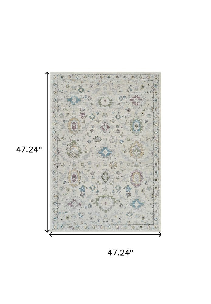 4' X 6' Cream and Beige Abstract Distressed Area Rug