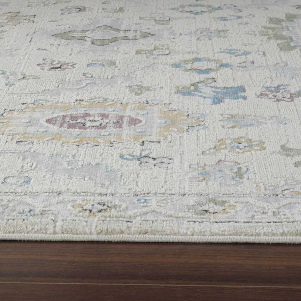 8' X 11' Cream and Beige Abstract Distressed Area Rug