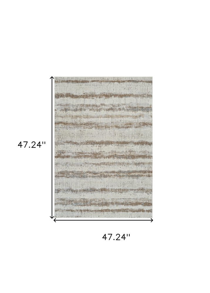 4' X 6' Beige and Brown Abstract Non Skid Area Rug