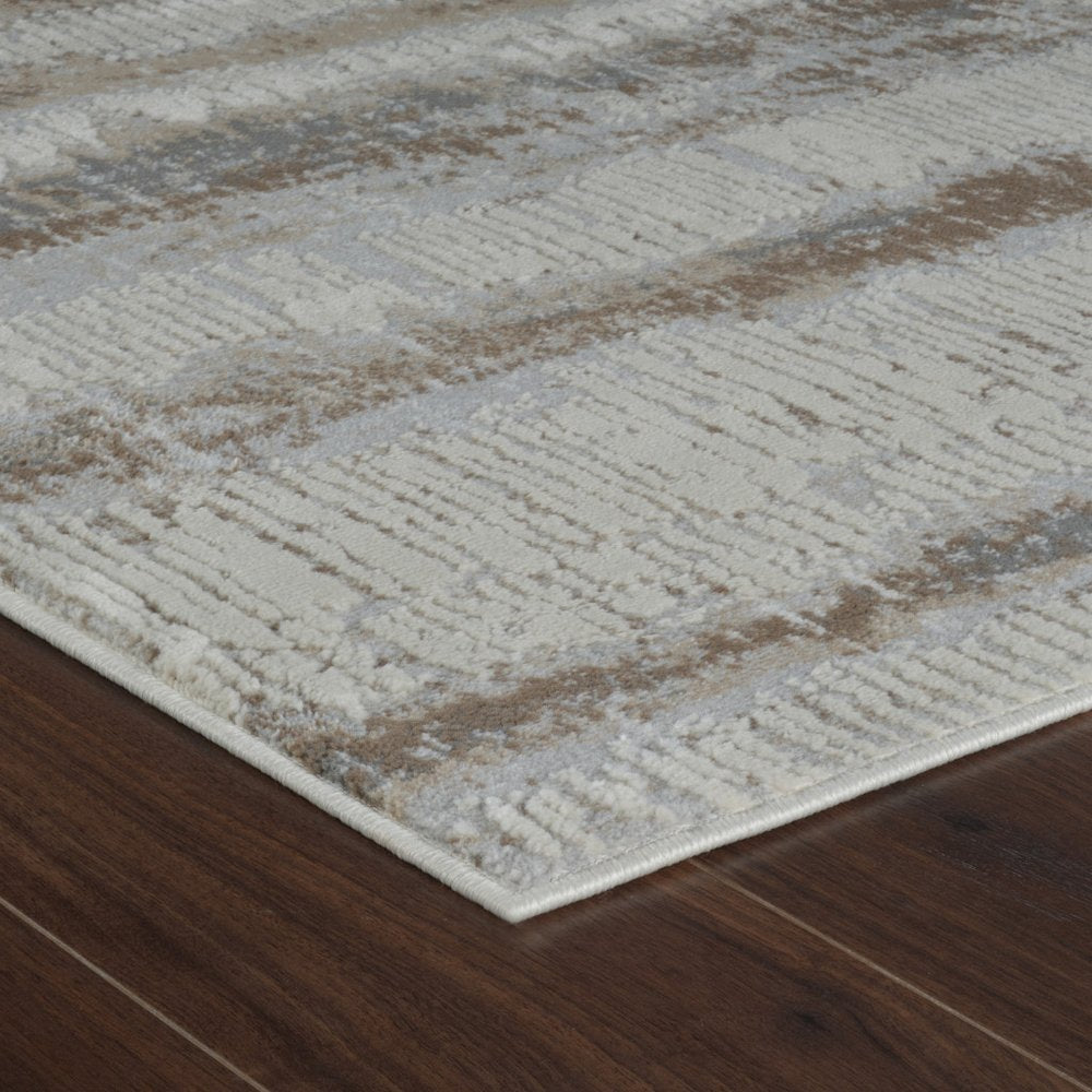 4' X 6' Beige and Brown Abstract Non Skid Area Rug