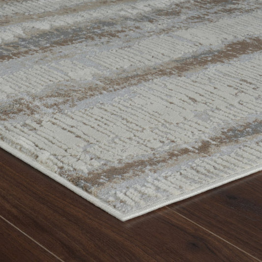 4' X 6' Beige and Brown Abstract Non Skid Area Rug