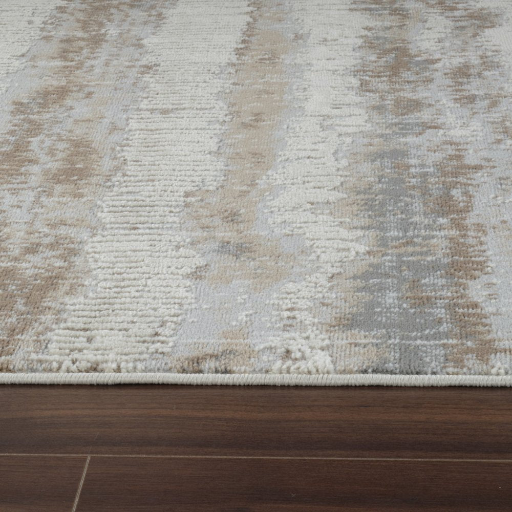 4' X 6' Beige and Brown Abstract Non Skid Area Rug