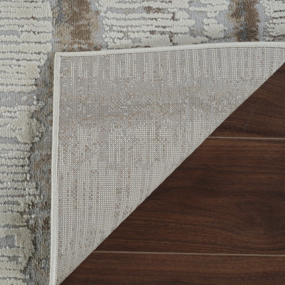 7' X 10' Beige and Brown Abstract Non Skid Area Rug