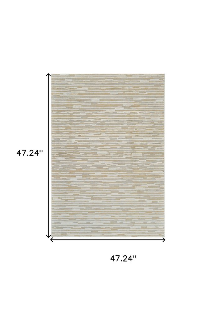 4' X 6' Beige and Brown Abstract Distressed Area Rug