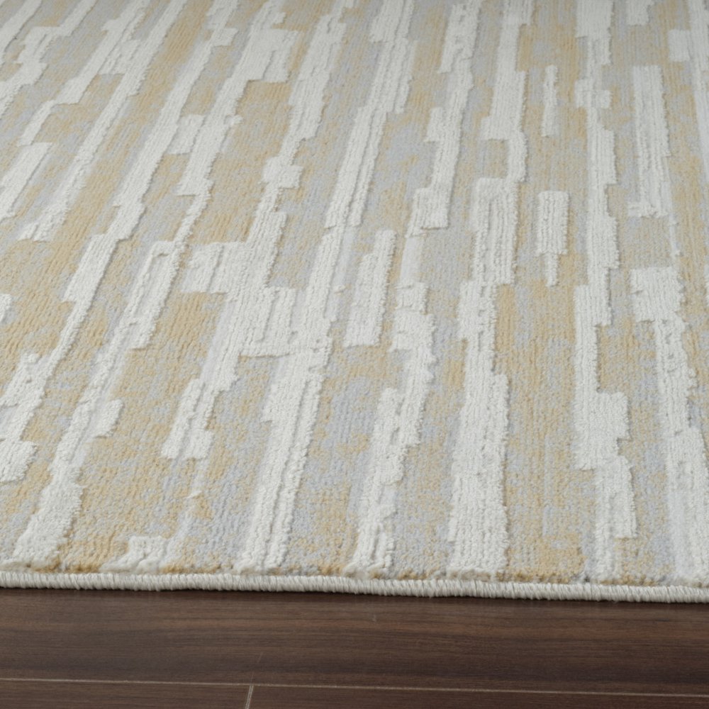 7' X 10' Beige and Brown Abstract Distressed Area Rug