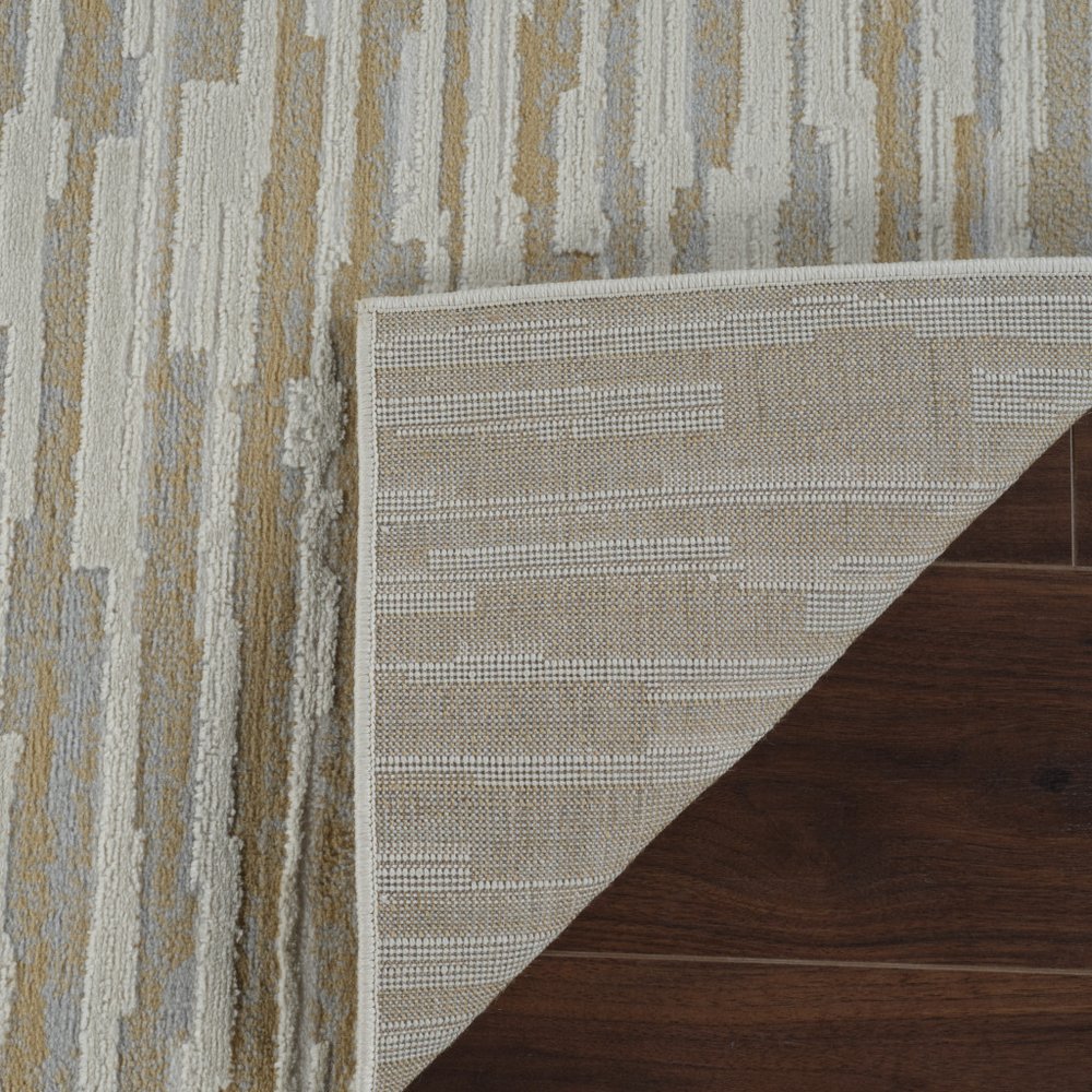 7' X 10' Beige and Brown Abstract Distressed Area Rug