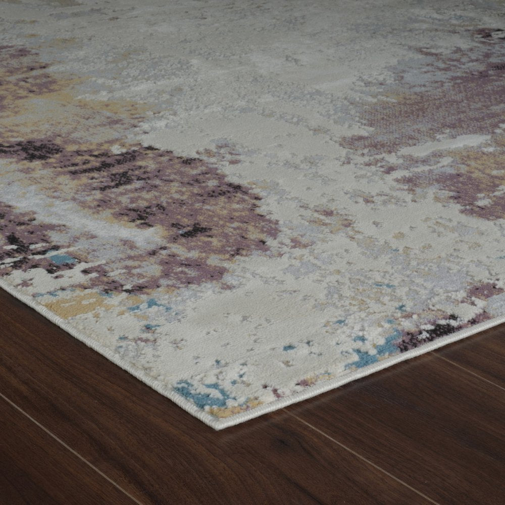 4' X 6' Beige and Blue Abstract Distressed Area Rug