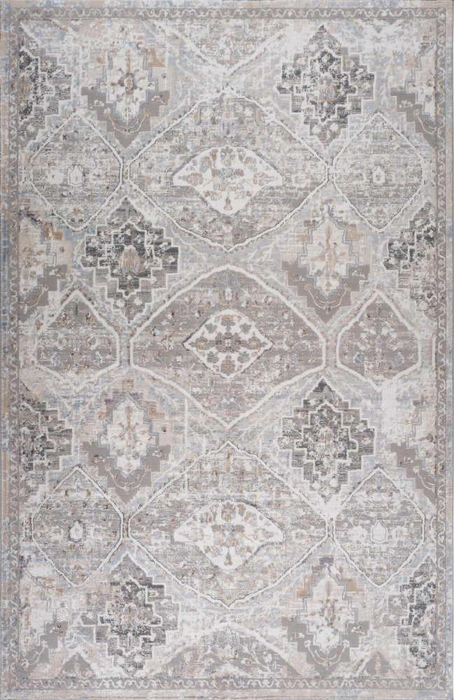 7' X 10' Blue and Gray Oriental Distressed Area Rug