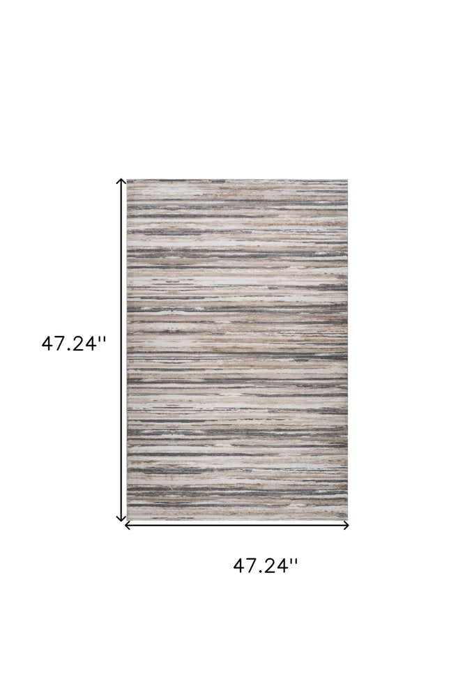 4' X 6' Beige and Gray Abstract Distressed Area Rug