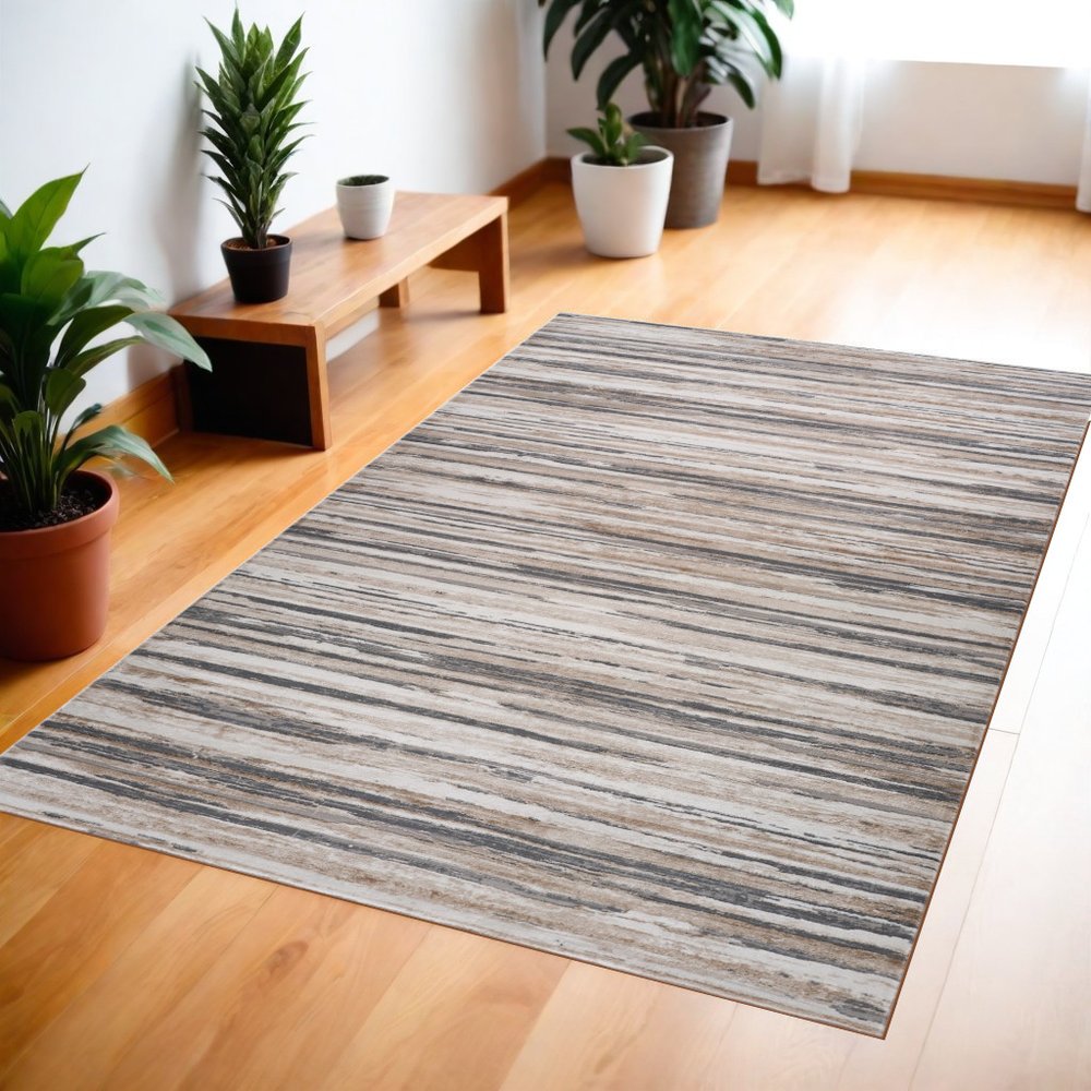 4' X 6' Beige and Gray Abstract Distressed Area Rug