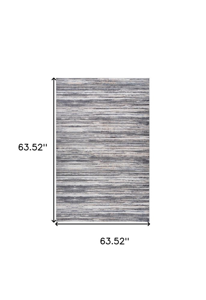 5' X 8' Blue and Gray Abstract Distressed Area Rug