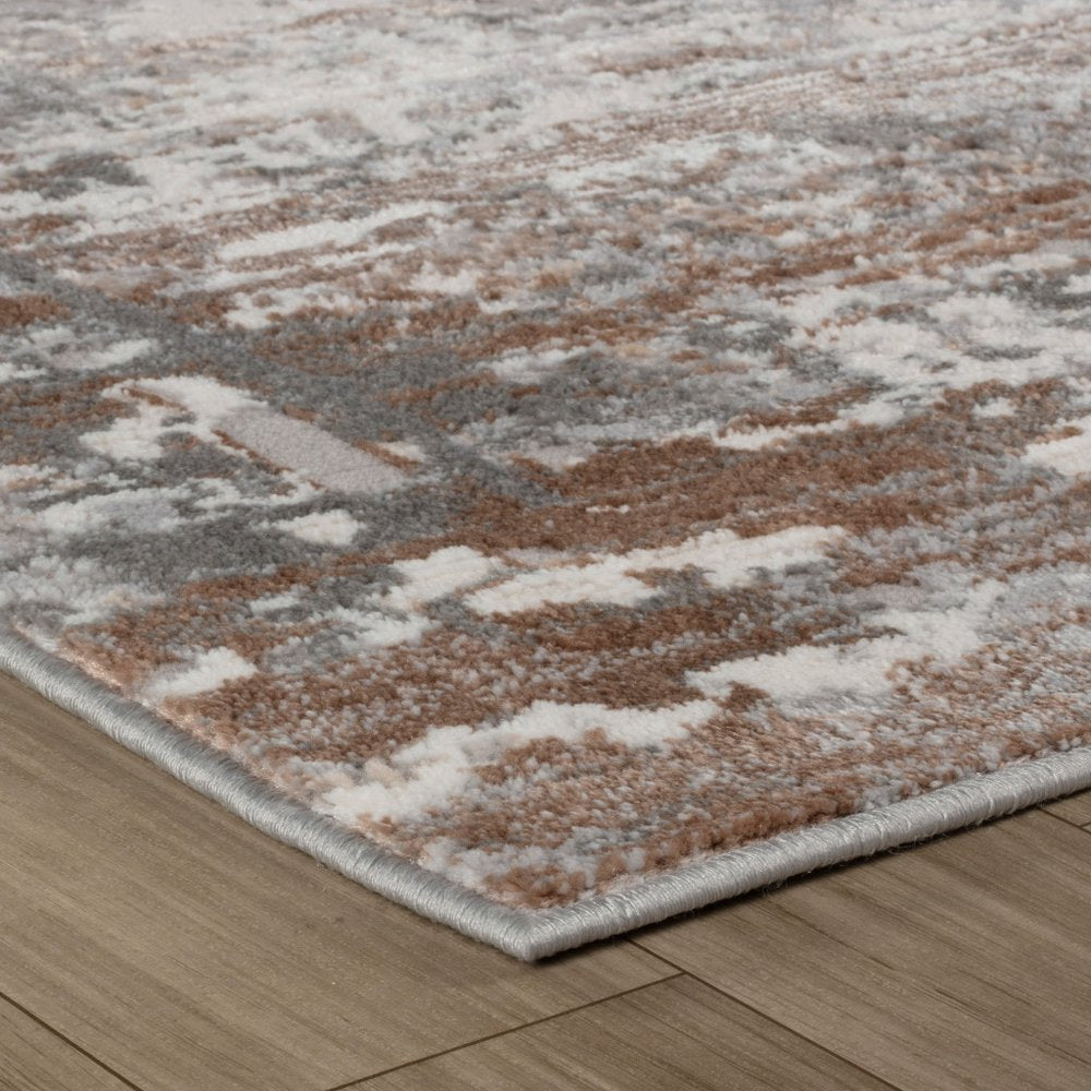 4' X 6' Gray and Brown Abstract Distressed Area Rug