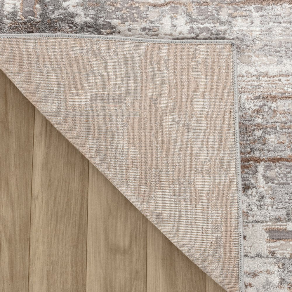 7' X 10' Gray and Brown Abstract Distressed Area Rug