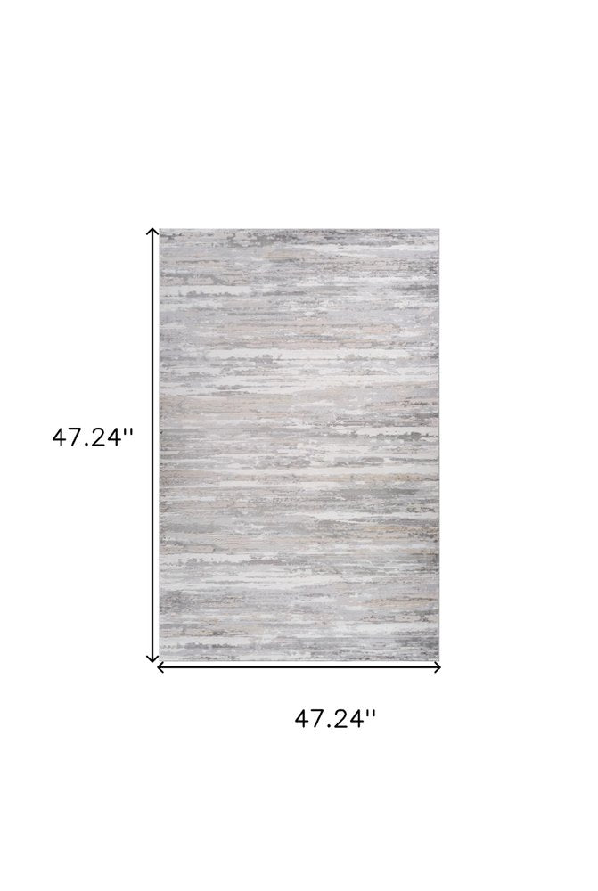 4' X 6' Gray and Beige Abstract Distressed Area Rug