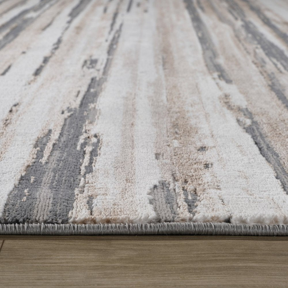 4' X 6' Gray and Beige Abstract Distressed Area Rug