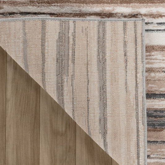 7' X 10' Beige and Gray Abstract Worn Faded Area Rug