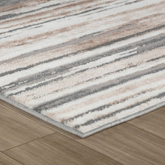 8' X 11' Beige and Gray Abstract Worn Faded Area Rug