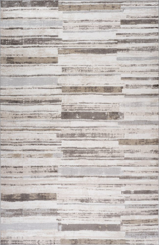 4' X 6' Beige and Brown Abstract Distressed Area Rug