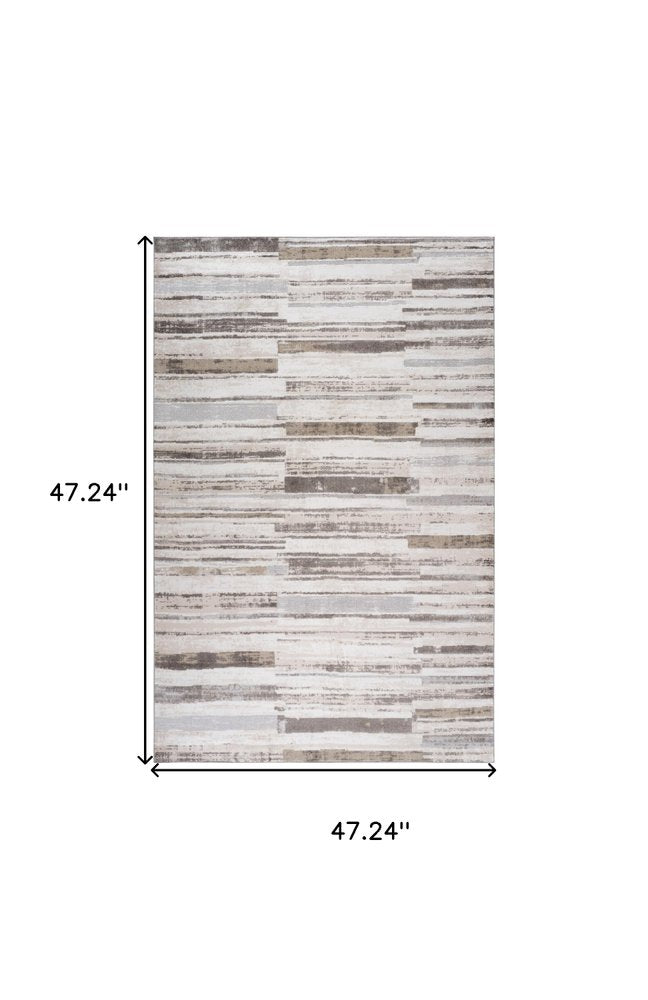 4' X 6' Beige and Brown Abstract Distressed Area Rug