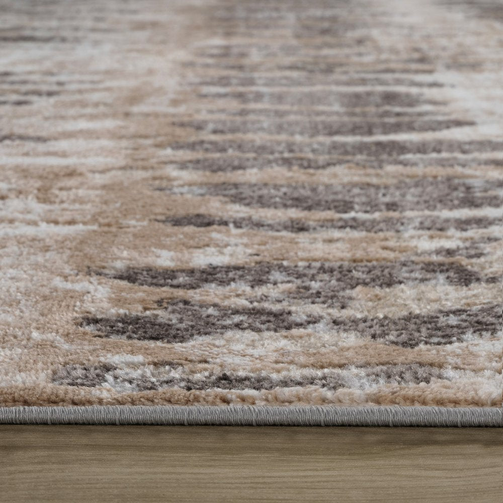4' X 6' Beige and Brown Abstract Distressed Area Rug