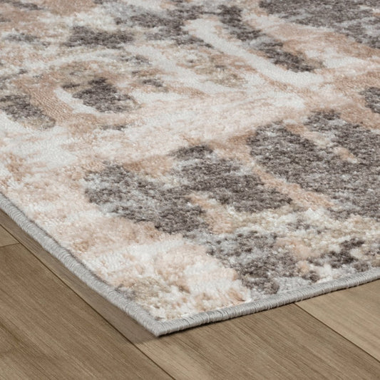 5' X 8' Beige and Brown Abstract Distressed Area Rug