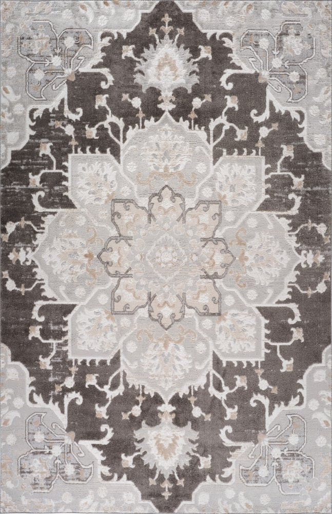 4' X 6' Gray and Brown Southwestern Distressed Area Rug
