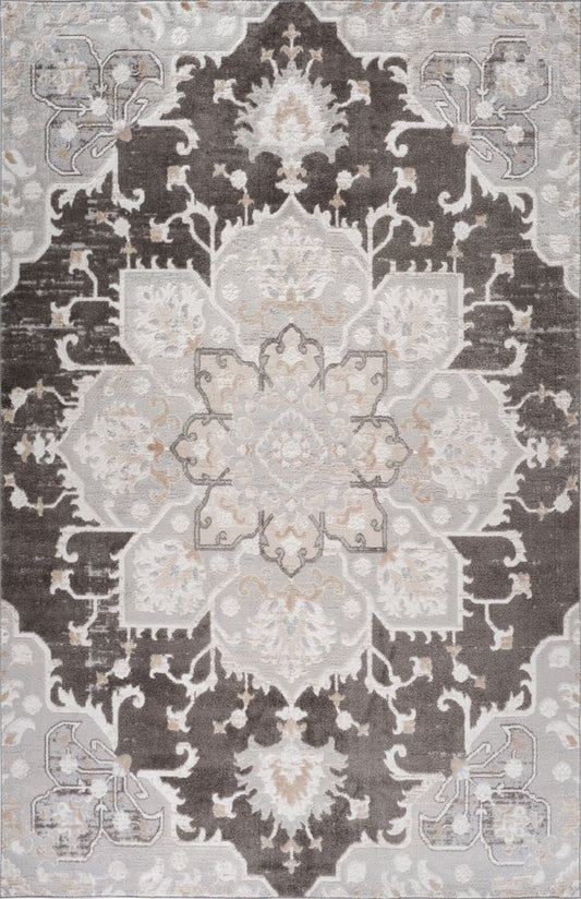 7' X 10' Gray and Brown Southwestern Distressed Area Rug