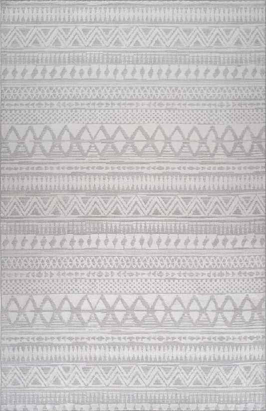 4' X 6' Gray and Cream Abstract Distressed Area Rug