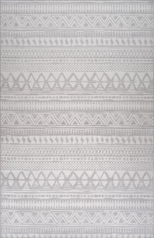 4' X 6' Gray and Cream Abstract Distressed Area Rug