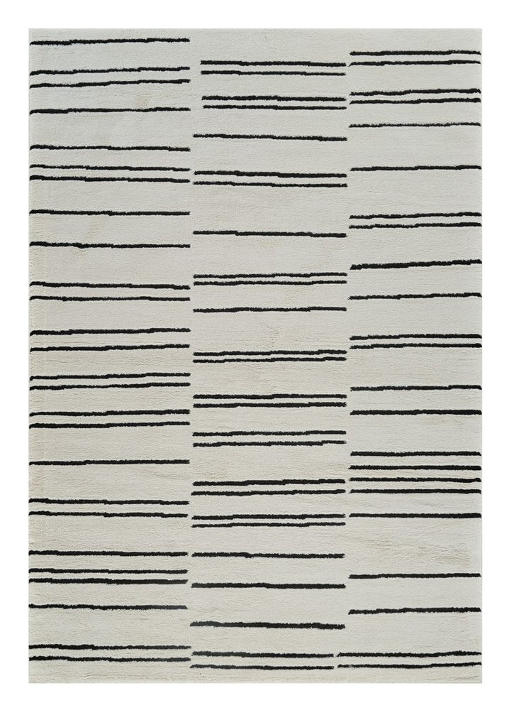4' X 6' Cream and Black Abstract Distressed Area Rug