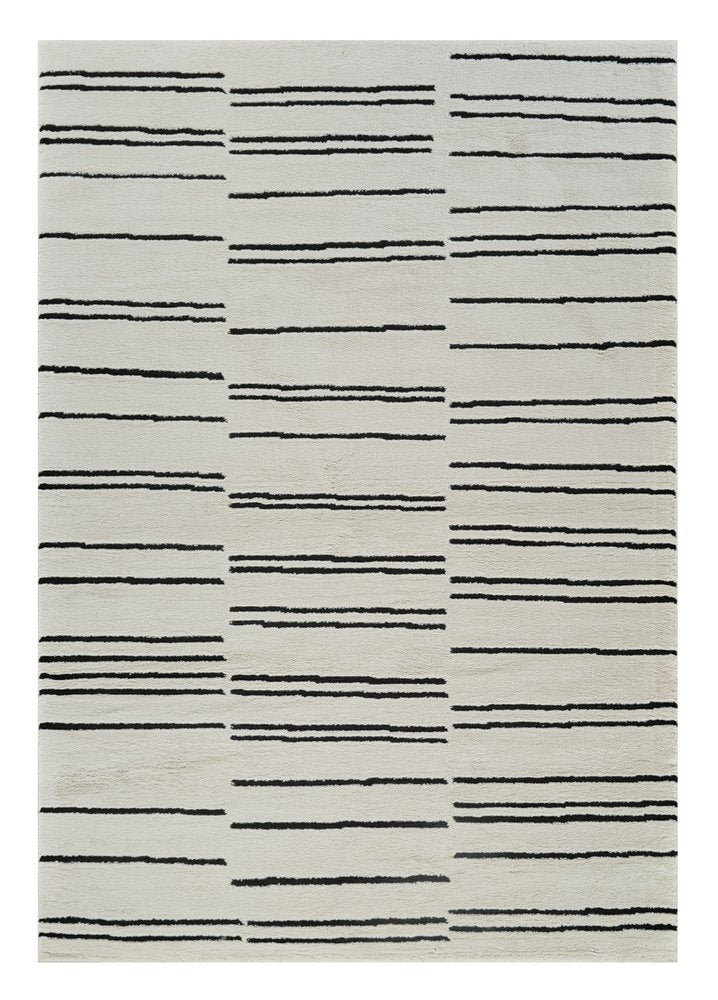 4' X 6' Cream and Black Abstract Distressed Area Rug
