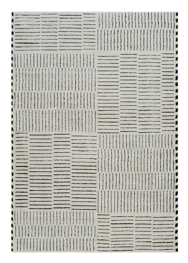 4' X 6' Cream and Black Abstract Distressed Area Rug