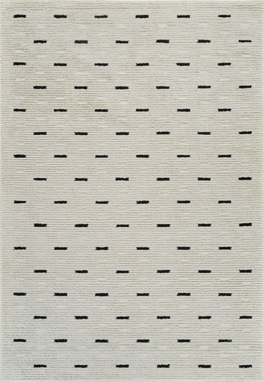 4' X 6' Cream and Black Abstract Distressed Area Rug