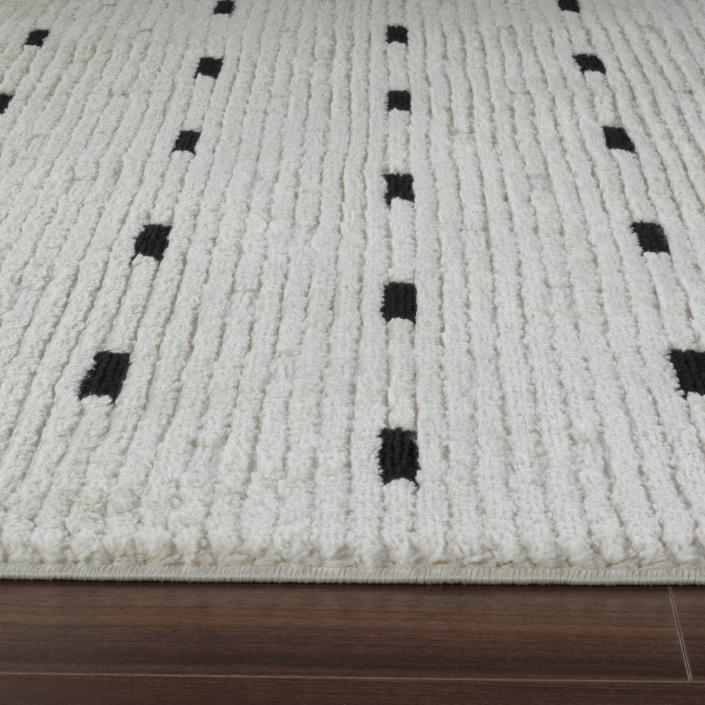 4' X 6' Cream and Black Abstract Distressed Area Rug