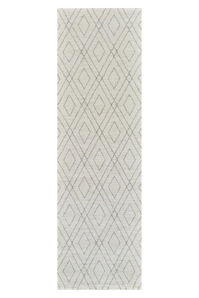 8' Beige and Gray Abstract Non Skid Runner Rug