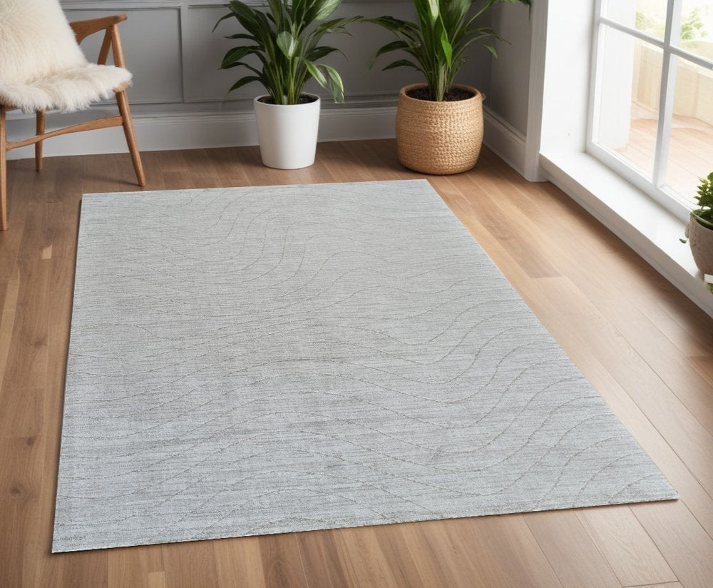 4' X 6' Gray Abstract Non Skid Area Rug