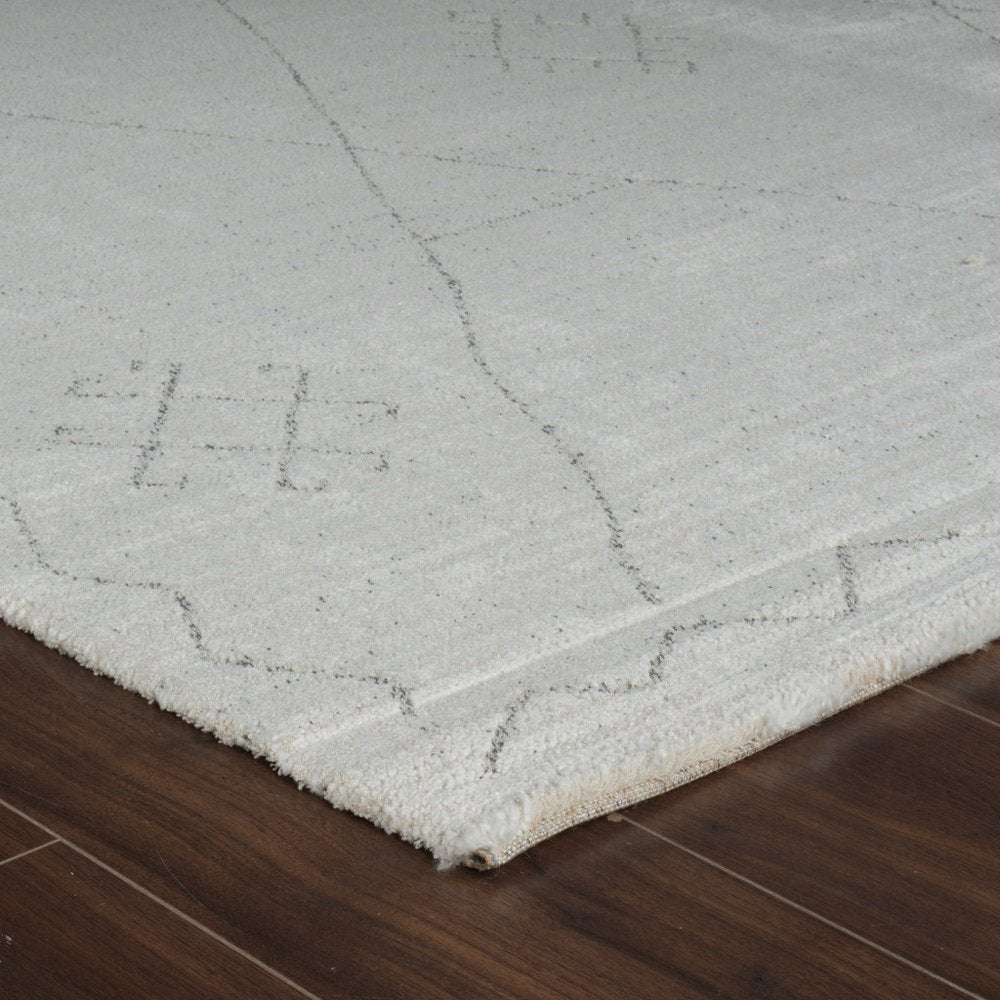 8' Cream and Beige Abstract Non Skid Runner Rug